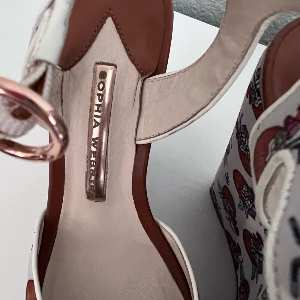 Sophia Webster Wedge Sandal SWSS16297 Pink Black Swirl Design size 37 / 6.5 - Picture 10 of 11